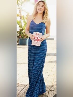 LC Lauren Conrad Blue Striped Maxi Dress